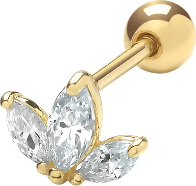 Produktbild von Wunderschöne 9 Karat (375) Gold Damen - Einzel Knorpel Ohrstecker mit Zirkonia - 6mm*8mm; TRS26163