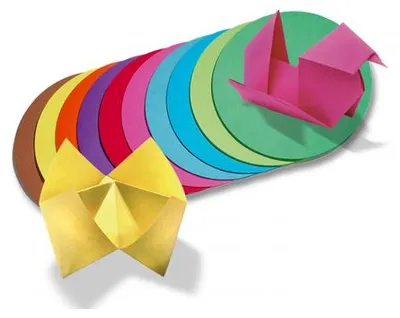 Produktbild von folia 8958/0 Faltblätter 70g/m², Ø 8cm, 500 Blatt, 10 Farben, mehrfarbig (500 Blatt)