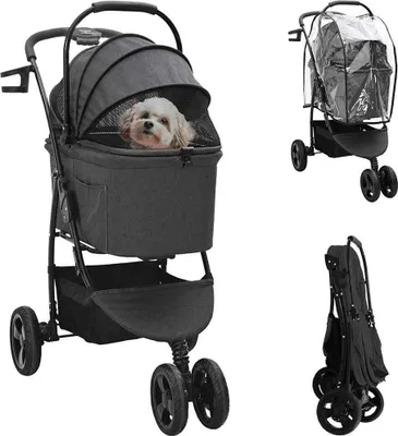 Produktbild von Faltbarer Haustierwagen Schwarz 78 x 54 x 101 cm Polyester