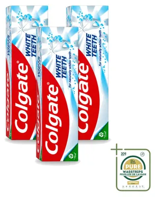 Produktbild von 3 x Colgate White Teeth Zahnpasta - 75 ml - Vorratspackung - 3 Stücke