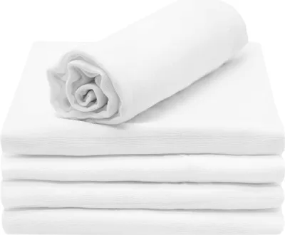 Produktbild von 5er Set Musselin Spucktücher aus Baumwolle in 80x80, hygienisch, weiß