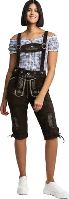 Produktbild von Steigenhöfer Traditionelle Kniebund-Lederhose für Damen mit Trägern Dunkelbraun 38