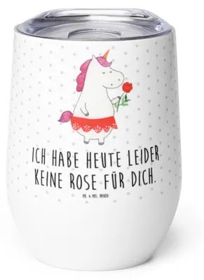 Produktbild von Mr. & Mrs. Panda Edelstahl Weinbecher Einhorn Dame - Weiß - Geschenk, Thermobecher, Schluss machen, Frau, Trennung, glühweinbecher, Freundin, kaffee tasse, Bachelor