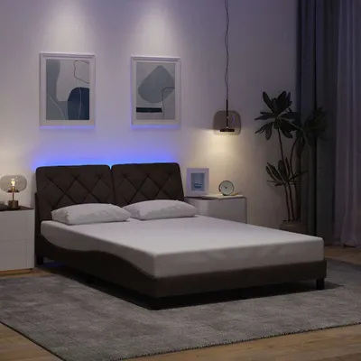 Immagine prodotto di Maison Exclusive - Struttura letto con luci LED, senza materasso, marrone scuro, 120x200 cm, tessuto