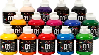 Produktbild von A-Color Gloss Acrylfarbenset - Verschiedene Farben - 15 x 500 ml