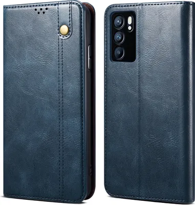 Produktbild von OPPO Reno6 Pro Hülle, Leder Flip Brieftasche Schutzhülle für OPPO Reno6 Pro Blau