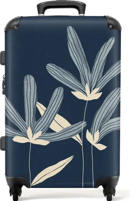 Produktbild von NoBoringSuitcases.com® Großer Koffer - Blumen - Blau - Pflanzen - Natur - Kombinationsschloss TSA - Hartschalen Trolley 4 Rollen - 72 liter - Reisekoffer - 66 cmKoffer Mittelgroß 67x43x25 cm, 72L,