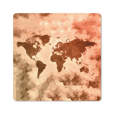 Produktbild von MuchoWow® Mauspad Mousepad Weltkarte - Smoke - Braun 30x30 cm - Mousepads - Maus Mat - Pad - Mausunterlage - Gaming