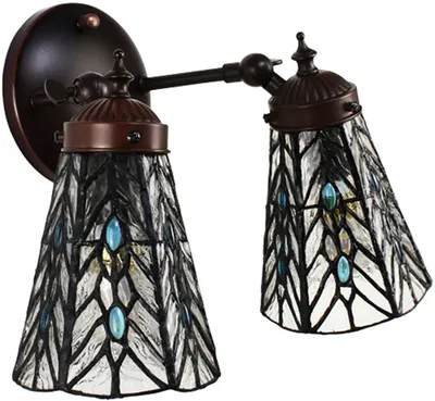 Obrázok produktu pre Clayre & Eef 5LL-6215 Tiffany nástenné svietidlo sivá, modrá 30x23x23 cm E14-max 2x25W