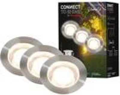 Produktbild von BRILONER Connect to Shine 3er Set Bodeneinbauleuchten, Erweiterungsset, Warmweißes Licht, IP67 Wasserfest, Warmweißes Licht, silberfarbig, 4,5 x 2,5 cm