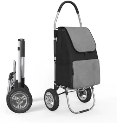 Produktbild von PolkaHome® Einkaufswagen – Klappbarer Einkaufstrolley, 50 L, 50 kg, Schwarz