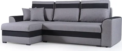 Produktbild von Ecksofa mit Schlaffunktion und Bettkasten | Couch für Wohnzimmer, Schlafsofa Sofagarnitur Sofa Eckcouch L-Form Wohnlandschaft mit Bettfunktion 243 x 137 x 89 cm  Zeno Ottomane Links  (Hellgrau)