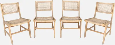 Produktbild von sweeek - 4er-Set Gartenstühle aus Holz mit Geflecht - Natur