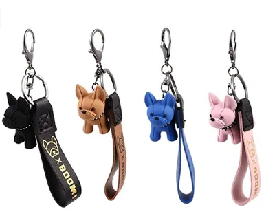 Immagine prodotto di Set di 4 portachiavi a forma di Bulldog - Decorazione creativa a tema cane