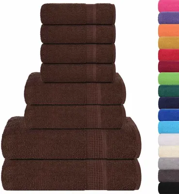 Image de vidaXL, lot de 8 serviettes FROGN, marron, 360 g/m²