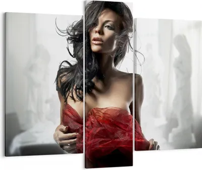 Produktbild von Bild auf Leinwand - Leinwandbild - Schönheit Körper Kleid Eleganz - 95x80cm - Wand Bild - Wanddeko - Leinwanddruck - Bilder - Kunstdruck - Wanddekoration - Leinwand bilder - Wandkunst - CB95x80-2142