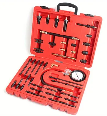 Productafbeelding van Compressietester – Drukmeter – Motorcompressietester – Cilinderdruktester – Testset – Geschikt Voor Benzine En Diesel – Meet Tot 40 BAR / 600 PSI – In