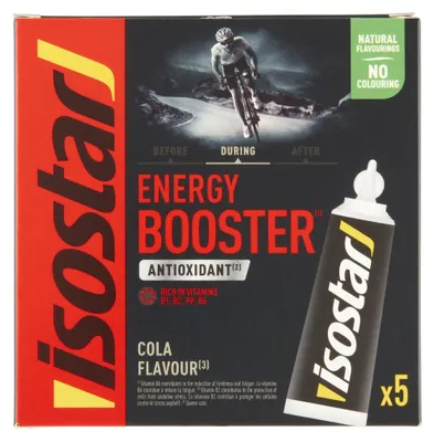 Produktbild von Isostar Isostar Energy Booster - Kohlenhydratreiches Energie-Gel - Cola - 5 x 20 g