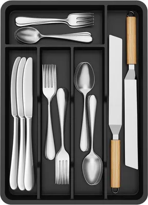 Produktbild von Famanu Besteckorganizer 5 Fächer - Schwarz