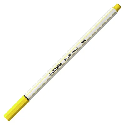 Image de Stylo feutre premium avec pointe pinceau pour une épaisseur de trait variable - STABILO Pen 68 brush - stylo individuel - jaune