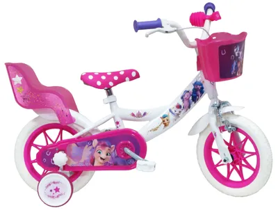 Immagine prodotto di MY LITTLE PONY 12, bicicletta per bambini, adatta a bambini tra i 3 e i 5 anni, per altezza tra 85 e 105 cm, cestino e portabambola