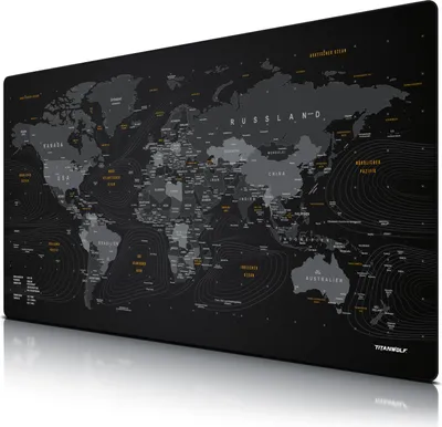 Zdjęcie produktu dla Podkładka pod mysz dla graczy Titanwolf, XXXL 1500 x 800 x 3 mm, bardzo duża / zmywalna, mapa świata