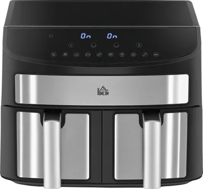 Obrázek produktu pro HOMCOM Horkovzdušná fritéza 8 l Airfryer s dvojitou komorou, 10 programy, 2400 W
