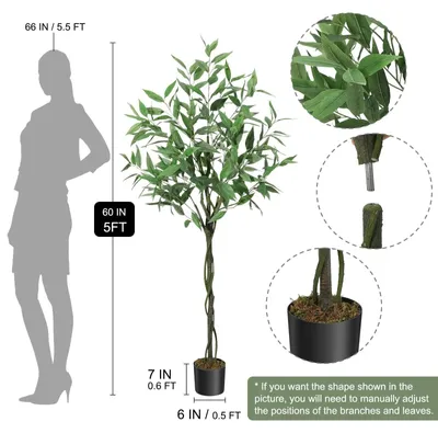 Produktbild von Künstlicher Eukalyptusbaum - Deko Zimmerpflanze im Topf - Realistische Optik - 150 cm hoch - Plastikblätter - Pflegeleicht - Grün