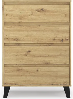 Immagine prodotto di VBChome Comò con 4 cassetti 70 x 39 x 99 cm Artisan Comò senza maniglie Armadio multiuso per corridoio Camera da letto Soggiorno Camera dei bambini Moderno