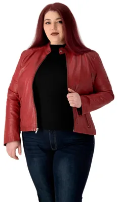 Productafbeelding van URBAN 5884 Damen leren jack RILEY, echt lammylleren jack voor grotere maten, duurzaam