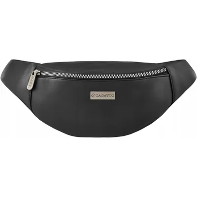Obrázek produktu pro Dámská ledvinka z černá, ZAGATTO, taška přes rameno na boky, prostorná dámská taška na zip, ledvinka z , 15x30x9, ZG718