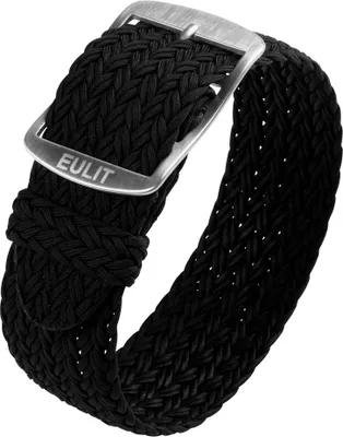 Produktbild von Eulit Perlon Durchzugsband | Textil schwarz geflochten gleichlaufend, Stegbreite:18mm