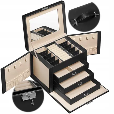 Produktbild von SONGMICS Schmuckkästchen Organizer 4 Ebenen Abschließbar Geschenk