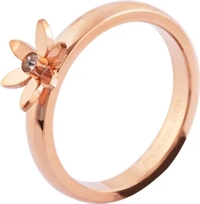 Produktbild von Akzent Damenring aus Edelstahl, floraler Ringkopf, roségoldfarben