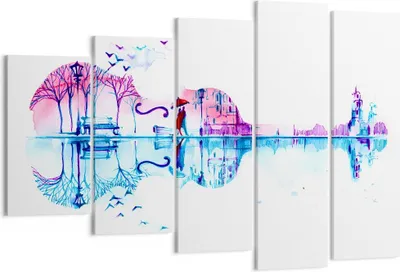 Produktbild von Bild auf Leinwand - Leinwandbild - Violine Walk regen Aktivitäten - 150x100cm - Wand Bild - Wanddeko - Leinwanddruck - Bilder - Kunstdruck - Leinwand bilder - Wandkunst - EG150x100-3077