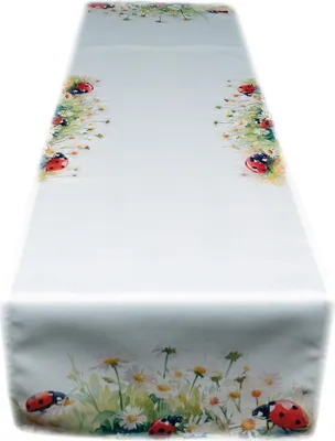 Produktbild von Tischdecke Tischläufer Druck Marienkäfer & Gänseblümchen Frühling 40 x 110 cm