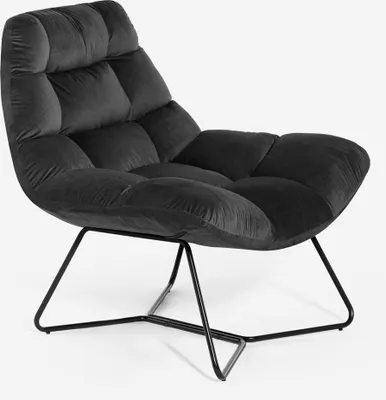 Image de Fauteuil de salon moderne en velours Design Karu - Noir