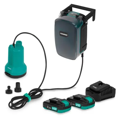 Akku-Tauchpumpe 20 V 90 W, 4.500 l/h, 0,8 bar, 2 Akkus