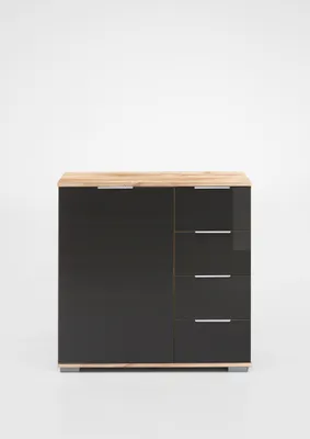 Produktbild von Kombikommode "Easy Plus Kommoden" in Plankeneiche mit 4 Schubladen und einer Tür. Abmessungen (BxHxT) 81x83x41 cm