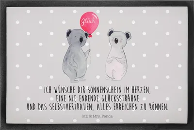 Produktbild von Mr. & Mrs. Panda bodenmatte Koala Luftballon 40 x 60 cm - Grau Pastell - Geschenk, fußmatte, Geburtstag, Schmutzmatte, Schmutzfangmatte, Schmutzfangteppich, Bodenvorleger