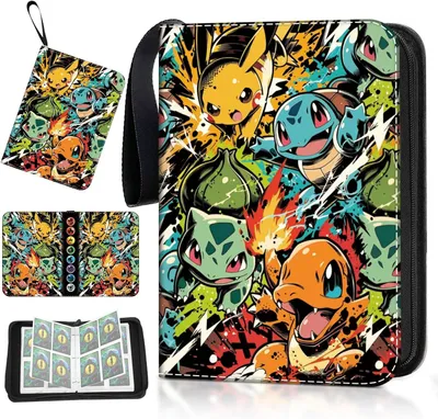 Produktbild von Sammelkarten Album, 50 Seiten 400 Sammelalbum Karten Kapazität, Karten Sammelalbum, Tragbarer Wasserdichter Sammelalbum, Mit Reißverschluss pokemon