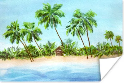 Produktbild von MuchoWow® Poster Palme - Hütte - Strand 120x80 cm - Bilder