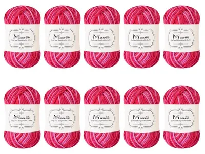Image de Fil à tricoter pour crochet, dégradé de couleurs, acrylique, 10 pelotes de 50g, rose, blanc, multicolore