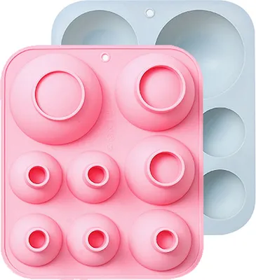 Obrázok produktu pre CANDeal polguľové silikónové formy na čokoládové bomby, 2 balenia, 8 otvorov v 3 okrúhlych formách, forma na čokoládu, polkruh, silikónové formy bez BPA na pečenie horúcej čokoládovej bomby