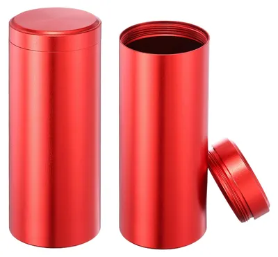 2 runde Teedosen, luftdicht, 11,9 x 4,5 cm, rot