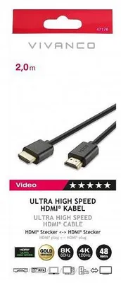Zdjęcie produktu dla ViVanco™VVVHDMI8K20MMGK, 2 m, HDMI Typu A (Standard), HDMI Typu A (Standard), Czarny