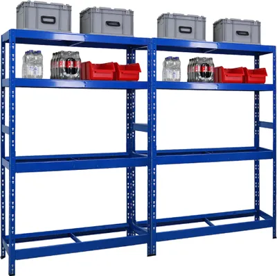 Produktbild von Mega Deal | 2x Reifenregal Tiger | HxBxT 180x120x40 cm | bis zu 12 Reifen auf 2 Ebenen | mit 2 Fachboden | Blau