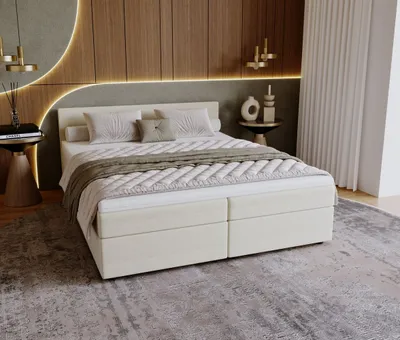Produktbild von Čalouněná postel 160x200 SUVI 2 s úložným prostorem - krémová