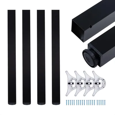 Produktbild von 4x sossai Premium Tischbeine 82cm / 6x6cm in Schwarz höhenverstellbare Tischfüße