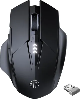Produktbild von inphic Kabellose Maus Wiederaufladbar 700mAh, 2.4G USB Funkmaus 1600DPI, 6 Tasten, Batteriestandsanzeige, Ergonomisch für PC Laptop Computer